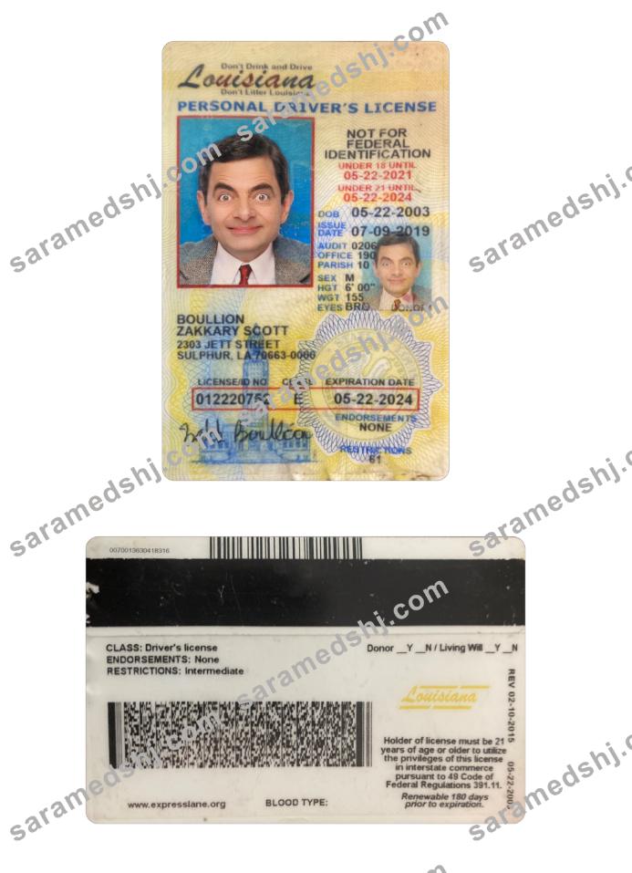 USA Louisiana under 21 driving license